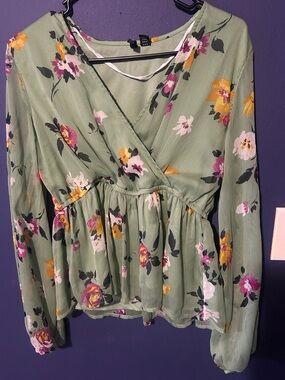 Floral Sage Green Blouse